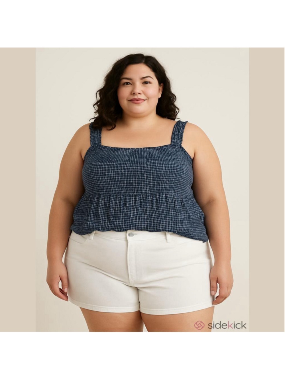 weekend Suzanne Betro gingham blue picnic tank top rayon size 4X